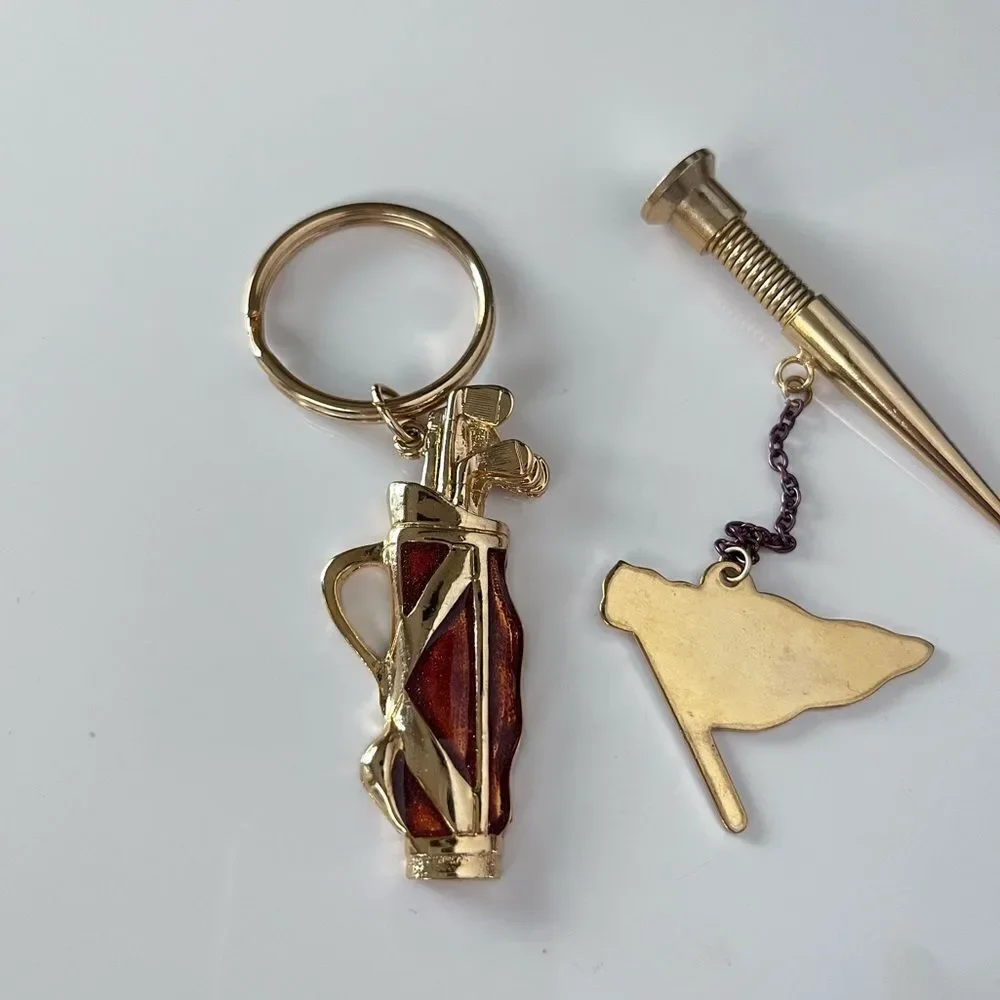 Vintage Golf Bag Keychain & Golf Tee Flag